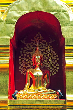 Golden Buddha, Sareerikkatartsirirak Pagoda at Wat Phan On, inaugurated by King Bhumipol on June 9, 2007, Chiang Mai, Thailand, Southeast Asia, Asia