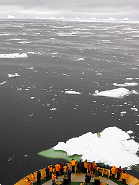 Aboard the Capt. Khlebnikov icebreaker, icebergs, Antarctica