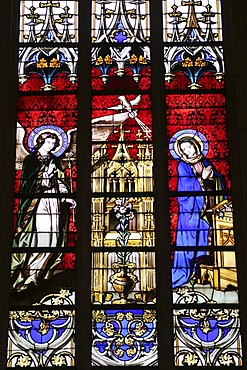 Glass-window in cathedral of Our Beloved Woman , Luxembourg , Europe