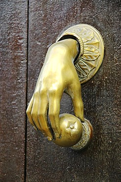 Doorknocker of a noble house , Cirauqui , Navarre , Way of St. James , Spain , Europe