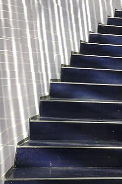 Stairs in the Congress palace Manuel Rojas built by Spanish architects Jose Selgas and Lucia Cano. The inner cube of the building is made of plexiglass pipes. Badajoz, Extremadura, Spain.