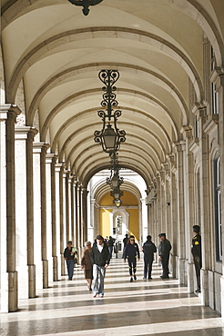 Arcades at Praca do Municipio, Lisbon, Regiao de Lisboa, Portugal, Europe