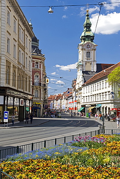 Herrengasse and Franziskanerkirche Church in Graz, Styria, Austria, Europe