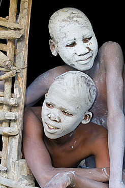 Young persons with painted faces, traditional circumcision ceremony, Transkei, Eastern Cape, South Africa, Africa