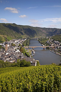 View from the Tummelchen on the town and the Moselle river valley, Cochem, Moselle, Rhineland-Palatinate, Germany, Europe, PublicGround