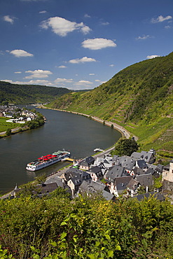 View of Beilstein and the Mosellele Valley as seen from Metternich castle, Moselle river, Rhineland-Palatinate, Germany, Europe