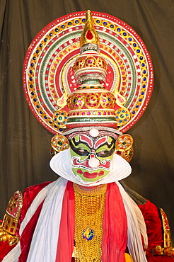 The Kathakali character Ravana, Perattil, Kerala, India, Asia