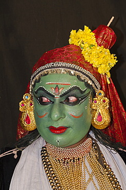 The Kathakali character Kathalastri, Perattil, Kerala, India, Asia