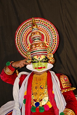 The Kathakali character Naradan, Perattil, Kerala, India, Asia