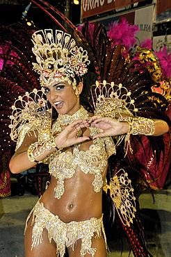 Dancer of Uniao da Ilha samba school at the Carnaval in Rio de Janeiro 2010, Brazil, South America