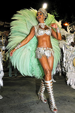 Samba dancer and model Luiza Brunet, Imperatriz Leopoldense samba school, Carnaval in Rio de Janeiro 2010, Brazil, South America