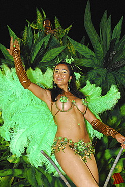 Female dancer at GualeguaychÃº carnival, Entre RÃ­os province, Argentina