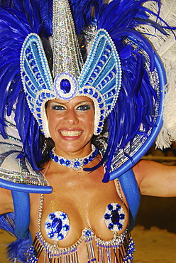 Female dancer at GualeguaychÃº carnival, Entre RÃ­os province, Argentina