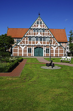 Half-timbered house, Town Hall, Jork, Altes Land, Lower Saxony, Germany, Europe, PublicGround