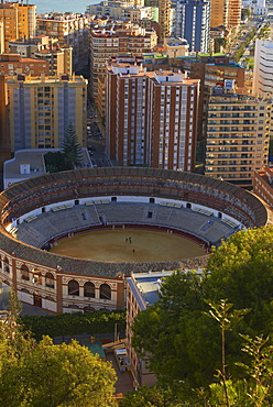 Bullring, view from Gibralfaro, Malaga, Costa del Sol, Andalucia, Spain, Europe