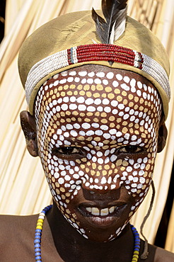 Traditionally painted boy from the Arbore tribe, Omo valley, Ethiopia, Africa