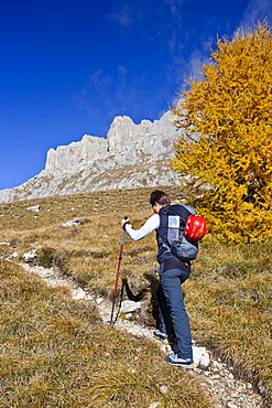 Ascent of Piz Boe Mountain on the Piazzetta Climbing Route, Dolomites, Alto Adige, Italy, Europe