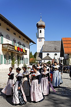 Feast of Corpus Christi procession in Gmund at Tegernsee lake, Upper Bavaria Germany