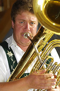 Brass instrumentalist, Allgaeu, Bavaria, Germany, Europe