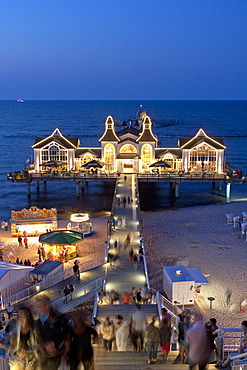 Sellin sea bridge, pier, at dusk, Ruegen Island, Mecklenburg-Western Pomerania, Germany, Europe