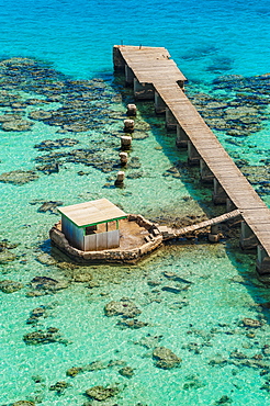 Jetty at the lighthouse on the Sanganeb Atoll, Marine Reserve Bur Sudan, UNESCO World Heritage Site, Sudan, Africa