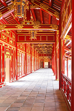 Right mandarin building or mandarin building 2 walkway at the imperial citadel of Hue, Vietnam, Asia