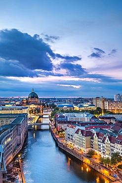 View of Berlin Cathedral, Nikolai Quarter, Spree, Berlin-Mitte, Berlin, Germany, Europe