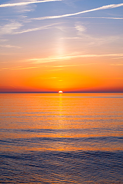 Sunset over the Baltic Sea, Island Hiddensee, Mecklenburg-Western Pomerania, Germany, Europe