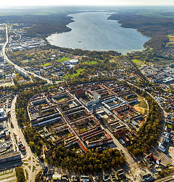 Aerial view, City of Four Gates, Neubrandenburg, Muritz lake, Mecklenburg Lake District, Mecklenburg-Western Pomerania, Germany, Europe