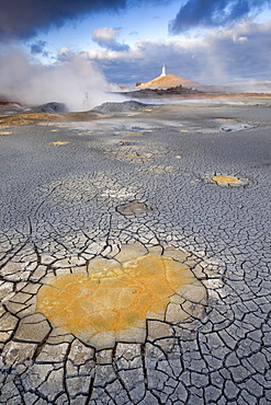 Baejarfell Lighthouse, high temperature geothermal area of Gunnuhver, Snaefellsnes, Iceland, Europe