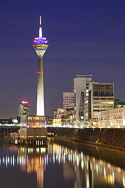 Media Harbour and Rhine Tower, Dusseldorf, North Rhine-Westphalia, Germany, Europe