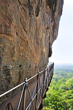 Iron nridge on the steep face of the Lion Rock, Sigiriya, UNESCO World Heritage Site, Sigiriya, Central Province, Sri Lanka, Asia