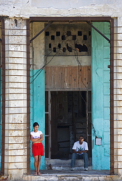 Run down facade, Old Havana, Havana, Cuba, Central America