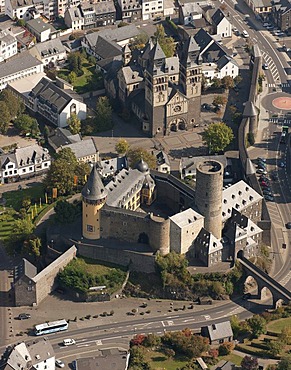 Aerial view, Genovevaburg castle, Mayen, Eifel mountain range, Rhineland-Palatinate, Germany, Europe