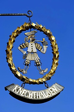 Sign of restaurant and wine shop 'Knechthausen', Stade, Lower Saxony, Germany, Europe