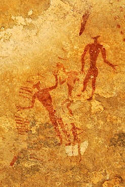 Painted people, neolithic rock art at Tin Meskis, Adrar n'Ahnet, Algeria, Sahara, North Africa