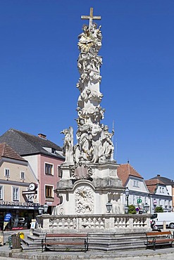 Holy Trinity column, plague column, in Zwettl, Waldviertel Region, Lower Austria, Austria, Europe