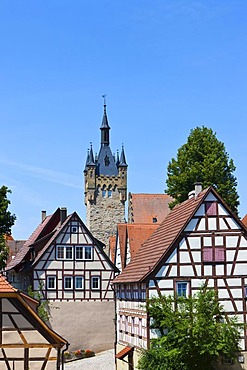 Historic town centre of Bad Wimpfen, with the Blue Tower at the rear, Neckartal, Baden-Wuerttemberg, Germany, Europe, PublicGround