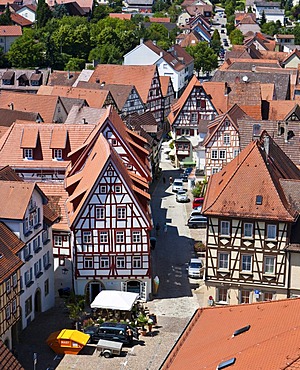 Franconian half-timbered buildings, historic town centre of Bad Wimpfen, Neckartal, Baden-Wuerttemberg, Germany, Europe, PublicGround