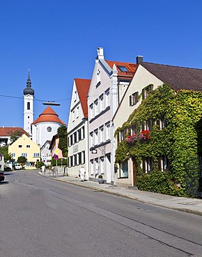 Herrenstrasse street, Marienmuenster church, Diessen am Ammersee, Pfaffenwinkel, Upper Bavaria, Bavaria, Germany, Europe, PublicGround