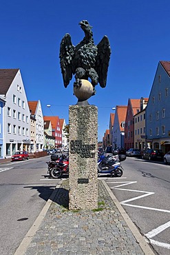 Statue of an eagle in Schongau, Upper Bavaria, Bavaria, Germany, Europe, PublicGround