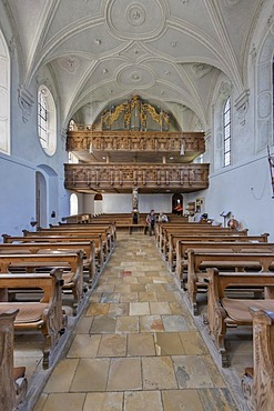 Interior view, pilgrimage church of the Assumption, Mariae Himmelfahrt, Hohenpeissenberg, Pfaffenwinkel, Upper Bavaria, Bavaria, Germany, Europe