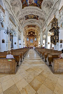 Benediktbeuern Abbey, a former Benedictine abbey, today a monastery of the Salesians of Don Bosco in Benediktbeuern, diocese of Augsburg, Benediktbeuern, Upper Bavaria, Bavaria, Germany, Europe