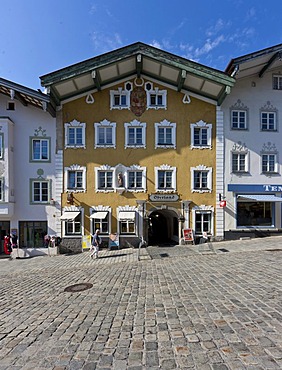 Artfully painted houses in the historic district, Marktstrasse street, Bad Toelz, Upper Bavaria, Bavaria, Germany, Europe, PublicGround