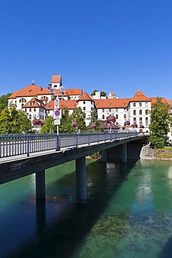 The monastery of St. Mang, a former Benedictine monastery in the diocese of Augsburg, Lech river, Fuessen, East Allgaeu, Swabia, Bavaria, Germany, Europe, OeffentlicherGrund