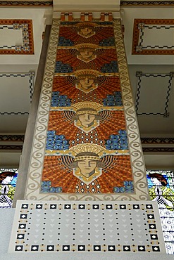 Decorative Art Nouveau pillar, Karl-Borromaeus-Kirche church, 1908, Zentralfriedhof, Central Cemetery, Gate 2, Simmeringer Hauptstrasse, Vienna, Austria, Europe