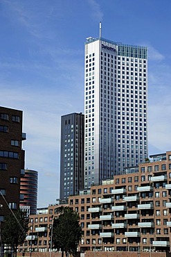 Modern architecture along the Nieuwe Maas River, Spoorweghaven Harbour, Kop van Zuid, Rotterdam, Holland, Nederland, Netherlands, Europe