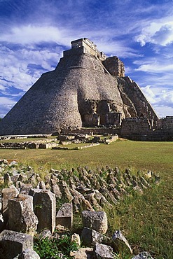 Pyramid of the Soothsayers, Puuc Mayan ruins of Uxmal, Yucatan, Mexico, North America