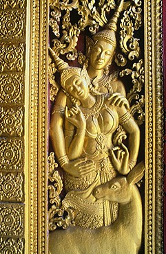 Ramayana bas-relief, Wat Xieng Thong temple, Luang Prabang, Laos, Indochina, Asia