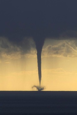 Tornado, waterspout, overlooking the Mediterranean Sea, off the coast of the Cote d'Azur, France, Europe